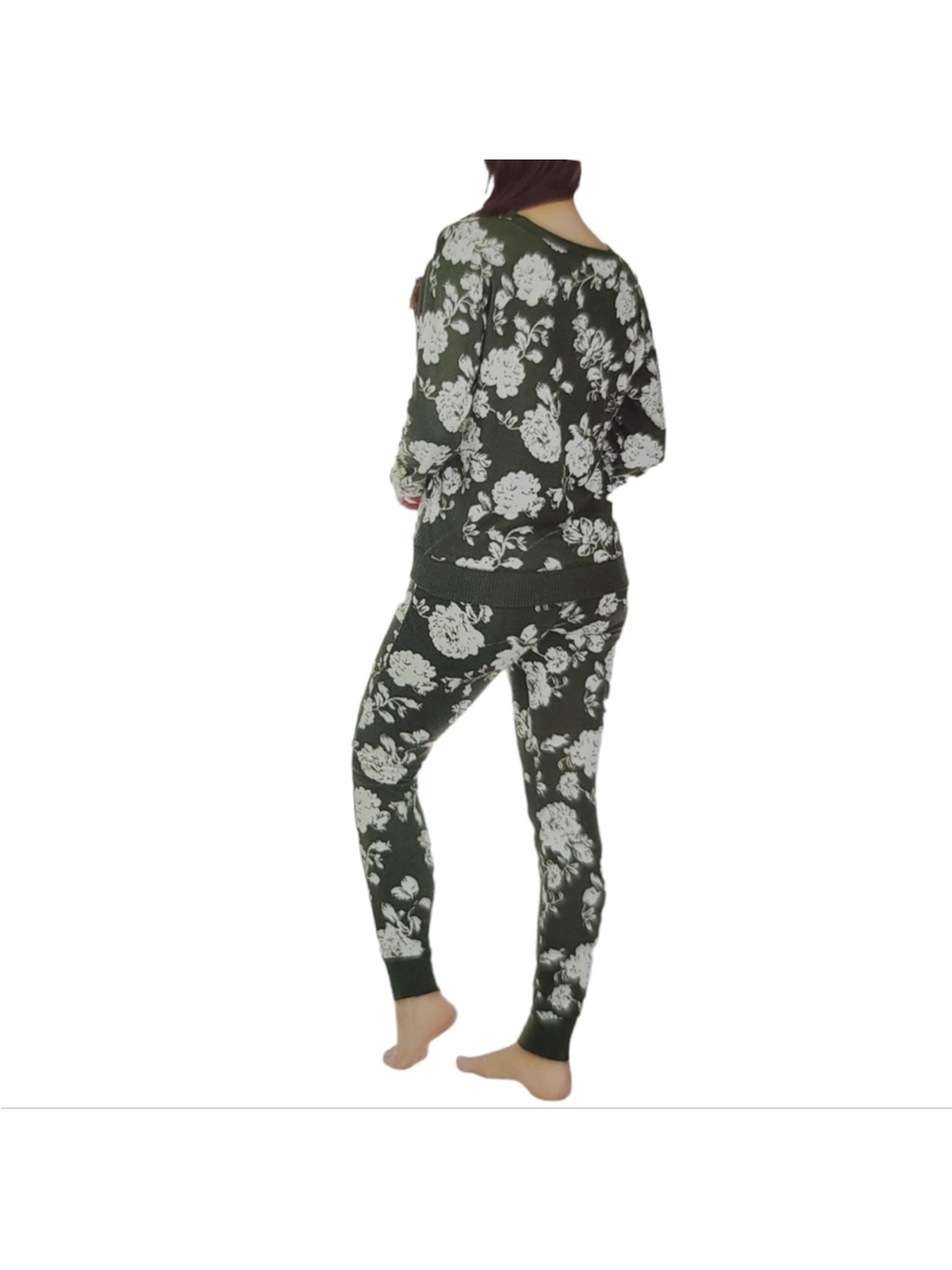 Honeydew Intimates Olive & White Floral Long-Sleeve Lounge Set